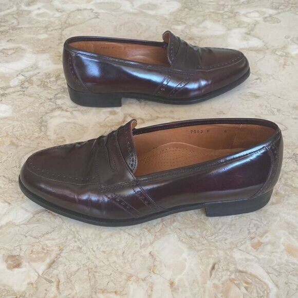 Vintage San Marino Classic Burgundy Leather Handmade Penny Loafers Size 8F - Picture 5 of 13